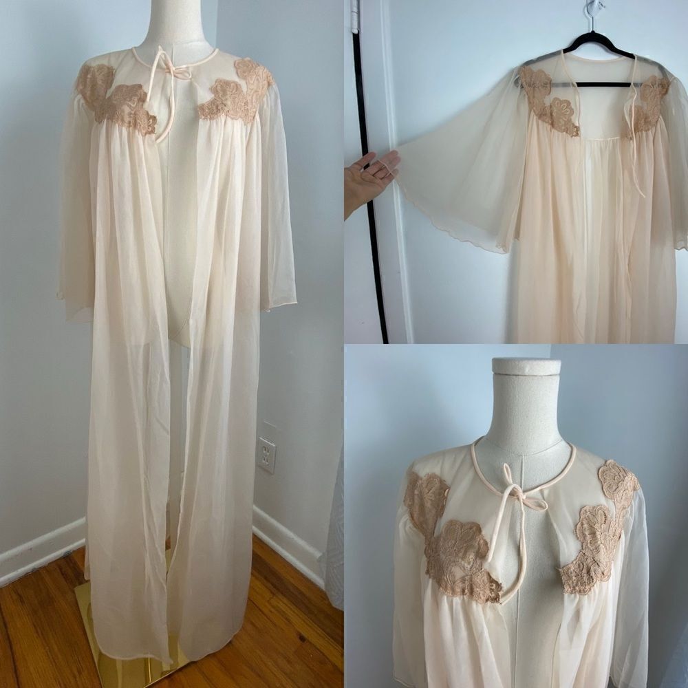 Vintage Deene Lingerie‎ Sheer Kimono Maxi Duster Robe Fairy Whimsi Wicked Medium